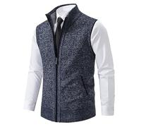 Gilet Polaire pour Hommes Travail et Loisirs Quotidiens, Sans Manches, Zippé, Grand et Haut (Blue, L)