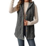 Gilet Polaire réversible à Capuche Fermeture éclair Veste Douce pour Automne Hiver Manteau décontracté Femme extérieur (Grey, S)