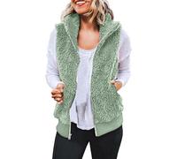 Gilet Polaire sans Manche Femme Chaude Veste Grandes Taille Blouson Molletonné Col Rond Classe Sherpa