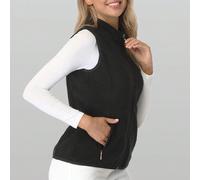 Gilet polaire sans manches pour femmes, style classique avec fermeture éclair et poches, veste sans manches à fermeture éclair pour l'hiver. Veste sans manches à motif diamant de couleur unie, col mon