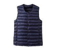 Gilet portable en duvet de canard blanc ultra léger sans manches pour homme, veste d'automne et d'hiver, gilet bouffant pour homme, bleu marine, 3XL
