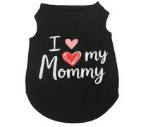 Gilet pour animal de compagnie, T-shirt d'été léger et respirant avec imprimé « I Lover Mom Dad » pour chat, chiot et chiens de petite et moyenne taille, garçon, fille_L (noir-LoveMM)