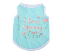 Gilet pour animal de compagnie, T-shirt d'été léger et respirant avec imprimé « I Lover Mom Dad » pour chat, chiot et chiens de petite et moyenne taille, garçon, fille_L (bleu clair)