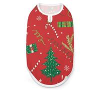 Gilet pour Animaux de Compagnie à Motifs Sapin de Noël et décorations élémentaires, vêtement Facile à Enfiler pour Petits Chiens Lors des promenades Quotidiennes.