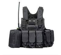 Gilet pour Chasseur d'airsoft CS Military Molle Gilet Gilet Tactique de Combat Polyvalent des Forces spéciales de Protection avec Molle Pouch-BK