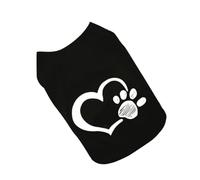 Gilet pour Chien en Tissu Cœur Empreinte, Coton Noir, Petites Tailles | Confortable, Facile à Enfiler, pour Printemps et Occasions Spéciales, Style, pour Photos