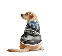 Gilet pour chien imprimé train à vapeur nuages, doux, respirant, sans manches, vêtements tendance pour chiens de taille moyenne et grande