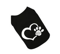Gilet pour Chien Motif Cœur et Empreinte, Coton Noir pour Petits Chiens | Facile à Enfiler, Style Mode pour Jogging et Occasions Spéciales, Coupe Légère