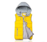Gilet pour femme, gilet court chaud matelassé sans manches, gilet léger rembourré pour femme (taille L, jaune)