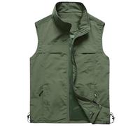 Gilet pour homme en maille respirante avec poches, fermeture éclair intégrale, vêtements d'extérieur, voyage, randonnée, Z01-green Gilets de pêche pour hommes, M