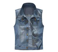 Gilet pour homme pour jeans, veste en jean pour homme, tendance, déchiré, extensible, style vintage, sans manches, manteau de moto décontracté, gilet de cowboy léger, confortable à porter au quotidien