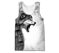 Gilet pour Hommes Dragon Et Loup Viking 3D Imprimé Été Harajuku sans Manches Débardeurs T-Shirt Polyester Décontracté,Horror Wolf,5XL