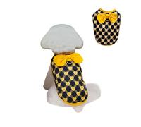 Gilet pour petit chien avec anneau en D, joli nœud en forme de cœur, veste chaude pour chat et chien, manteau pour temps froid, vêtement d'hiver pour chihuahua, yorkshire, taille XS (jaune)