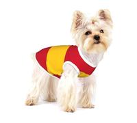 Gilet pour petit chien imprimé drapeau espagnol sans manches en coton doux respirant pour chiots et chats