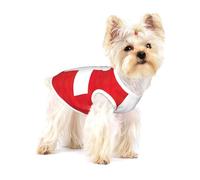 Gilet pour petit chien imprimé drapeau suisse sans manches en coton doux respirant pour chiots et chats