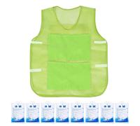 Gilet rafraîchissant, gilet portable Fast-Chill avec 8 blocs de glace, 56 x 67 cm, équipement de refroidissement personnel, design réglable, tissu respirant, idéal pour le travail en plein air, le