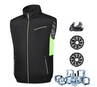 Gilet Rafraîchissant M-4XL - 2 Ventilateurs + Alimentation USB, 3 Vitesses, Silencieux, Polyester | Veste Rafraîchissante Unisexe pour Temps Chaud Et Humide ,4XL,Black
