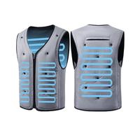 Gilet Rafraîchissant par Évaporation Ice Cool - Sespirante en Maille, Capacité Maximale De 3000 ML d'eau, Refroidissement Rapide Jusqu'à -15 °C, pour Le Vélo, Les Sports De Plein Air ,L,Grey