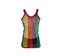Gilet rasta Lion One Love Reggae en résille pour homme - En coton - Noir / rouge / jaune, Rouge, XL