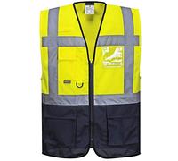 Gilet réfléchissant C476 Executive Comfort jaune avertissement et bleu marine XL, Jaune/Bleu Marine, XL