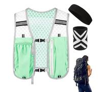 Gilet réfléchissant de marche, ensemble d'hydratation de sport avec bandeau pour cheveux et poignets, gilet de course respirant pour homme, femme, extérieur, trail, entraînement, fitness et marche