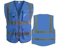 Gilet Réfléchissant Gilet de sécurité réfléchissant à haute visibilité avec bande de construction de bande réfléchissante Vest de travail Niveau 2 Standard Gilet Réfléchissant Violet ( Color : Navy Bl