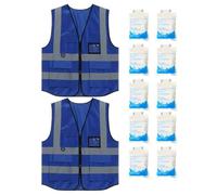Gilet Réfléchissant,Gilet de Travail 2 Pièces Avec 10 Poches - Vêtements de Sport pour le Bâtiment le Camionnage Travail l'Entrepôt l'Électricien Trafic et