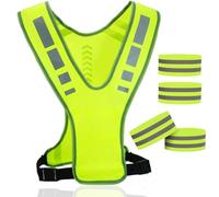 Gilet Réfléchissant Réflecteurs Fluorescent - Gilet et Bracelet, avec 4 Brassard Réfléchissantes, Vêtements Réflecteurs Fluorescent, Veste Fluo de Securite pour Running, Vélo, Jogging, Cyclisme