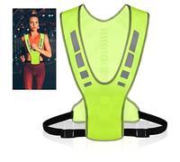 Gilet Reflechissant Running, Réglable Gilet Reflechissant Velo Haute Visibilité avec Boucles e Réflecteurs, Poids Léger Gilet Fluorescent de Sécurité pour Femme Homme Enfant Jogging Marche Cyclisme