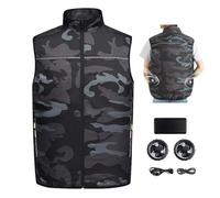 Gilet Refroidissant avec Ventilateur,2025 Combinaison de Climatisation,Gilet Refroidissant de Sport,Circulation d'Air 3D,Alimentation USB,Sortie 5V,Réglage à 3 Niveaux,Agriculture,Pêche en Plein Air