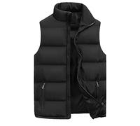 Gilet Rembourré pour Homme, Léger Isolant, Sport, en Plume pour l'Extérieur, avec Col Haut, Chaud pour le Corps, Veste Sans Manches, Noir , 6X-Large