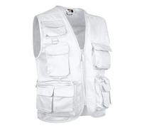 Gilet Reporter Multipoches Sans Manches - Safari - Blanc