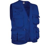 Gilet reporter multipoches sans manches - SAFARI - bleu azur - Homme - VALENTO S