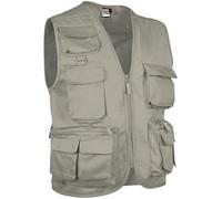 Gilet reporter multipoches sans manches - VALENTO - SAFARI beige - Homme - Col montant S