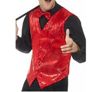 Gilet - Rouge - Sequins - Adulte - Mixte XL