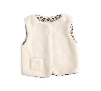 Gilet sans manche bébé en sherpa et intérieur gaze de coton léopard