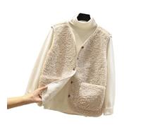 Gilet sans Manche Femme Bouton Gilet en Molleton Polaire Manteaux sans Manche Automne Hiver Chaud Sherpa Filles Veste Matelassée Coupe Classique Blouson Décontracté Couleur Unie Veste avec Poches