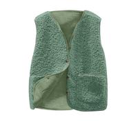 Gilet sans Manche Femme Bouton Gilet en Molleton Polaire Manteaux sans Manche Automne Hiver Chaud Sherpa Filles Veste Matelassée Coupe Classique Blouson Décontracté Couleur Unie Veste avec Poches