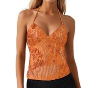 Gilet Sans Manche Femme Debardeur Blanc Summer Top Anti-Transpiration Débardeur Croc Soutien Gorge Intégré Confortable Pour Les Festivals De Musique Coton