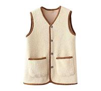 Gilet sans Manche Femme, Doudoune sans Manches Femme, Veste, Fourrure, Polaire, Laine, moumoute, matelassée, Hiver, Mouton, Chaud, en Chic, Blouson, Agneau, Mode, Sherpa, Chaude