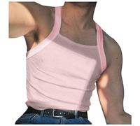Gilet sans Manche Homme Col Carré, Débardeur Homme Sexy Grande Taille Élasticité avec Larges Bretelles Couleur Unie Coupe Ajustée Moulant Doux Confortable Décontracté De Chic Entraînement Musculation