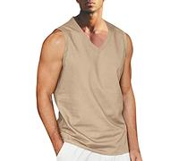 Gilet sans Manche Homme Col en V, Débardeur Homme Coton Simple Classique Couleur Unie Grande Taille T-Shirt Frais Doux Cintré Ample Décontracté Comfortable Vêtements De Tous Les Jours pour Plage