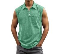 Gilet sans Manche Homme Col Revers- Tee Shirt Grande Taille Décontracté Couleur Unie Vintage Chic Confortable Débardeur Simple Doux Extérieur Vacances Passe-Partout Top De Plage Haut