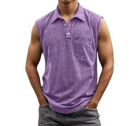 Gilet sans Manche Homme Col Revers- Tee Shirt Grande Taille Décontracté Couleur Unie Vintage Chic Confortable Débardeur Simple Doux Extérieur Vacances Passe-Partout Top De Plage Haut