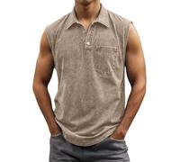 Gilet sans Manche Homme Col Revers- Tee Shirt Grande Taille Décontracté Couleur Unie Vintage Chic Confortable Débardeur Simple Doux Extérieur Vacances Passe-Partout Top De Plage Haut