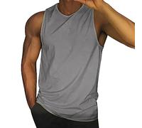 Gilet sans Manche Homme Col Rond, Maillot De Corps Homme Couleur Unie à Épaules Larges D'été Débardeur Léger Doux T-Shirt Passe-Partout De Sport Décontracté Séchage Rapide Top pour La Gym