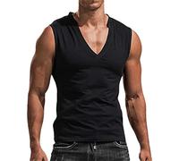 Gilet sans Manche Homme Coton- Tee Shirt Col V Couleur Unie Sexy Décontracté Débardeur Comfortable Doux Respirante Chic Slim Simple Respirante Passe-Partout Top Tous Les Jours Léger Streetwear