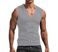Gilet sans Manche Homme Coton- Tee Shirt Col V Couleur Unie Sexy Décontracté Débardeur Comfortable Doux Respirante Chic Slim Simple Respirante Passe-Partout Top Tous Les Jours Léger Streetwear
