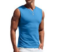 Gilet sans Manche Homme Couleur Unie, Tee Shirt Homme Col V Boutonné Débardeurs Basic LéGer Doux Extensible Coupe AjustéE Classique DéContractéE Respirant Comfortable pour Le Travail Et Golf