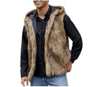 Gilet sans Manche Homme Gilet Polaire Court Hommes Fausse Fourrure Manteau Col Debout Cardigan Hiver Petite Taille Laine Élégant Casual Mode Hiver Outerwear Veste en Laine